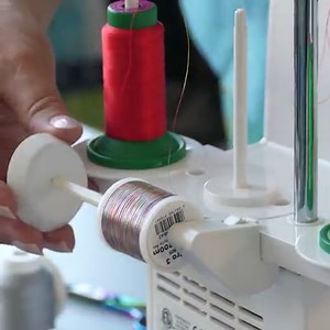 The BERNINA Decorative thread spool pin for overlockers helps to deliver the thread consistently for even stitches. To learn more or order the Horizontal spool pin visit your nearest BERNINA store. https://www.bernina.com/en-US/Where-to-Buy-US/Store-Locator | BERNINA USA