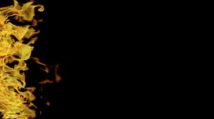 Real fire on a black background. Fire on the left side of the screen