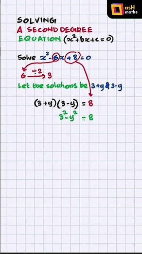 SIMPLE METHOD TO SOLVE A SECOND DEGREE EQUATION | asH Maths