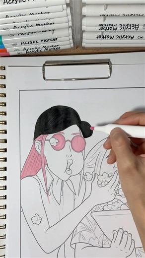 Rumi & Zoey: Popcorn Fun! 🍿 #art #kpop #sketch #shorts #trend