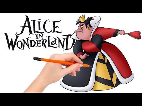 How to draw The Queen of Hearts from Alice in Wonderland