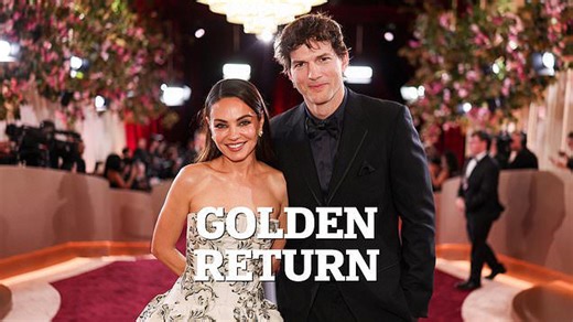 Ashton Kutcher and Mila Kunis arm in arm at Golden Globes