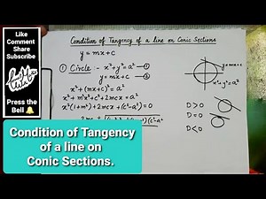 Condition of tangency of a Line on Conic Sections(Circle/Parabola/Ellipse/Hyperbola).