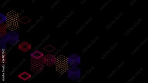 Abstract line 3D virtual isometric square lighting moving, Blockchain technology network digital data transfer concept design, glowing on black background animation 4K with matte alpha channel