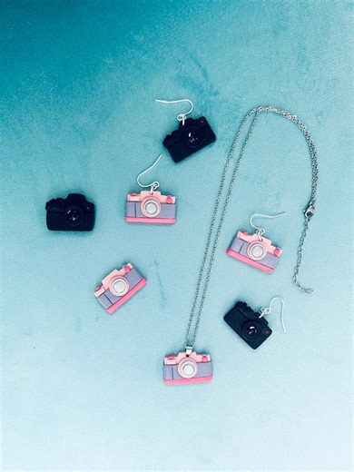 Polymer Clay Camera - Necklace, Pin, Magnet, Earrings - Etsy