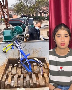 14K views · 73 reactions | Shredding Rikshaw, Bicycles, Tricycles, Wheels, Stone and Scrap stuff in machine p50 | Mahi | Facebook