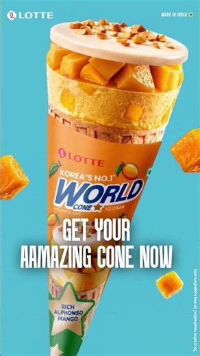 Meet the New World Cone Mango | Real Mango. Real Crave | Lotte Ice cream