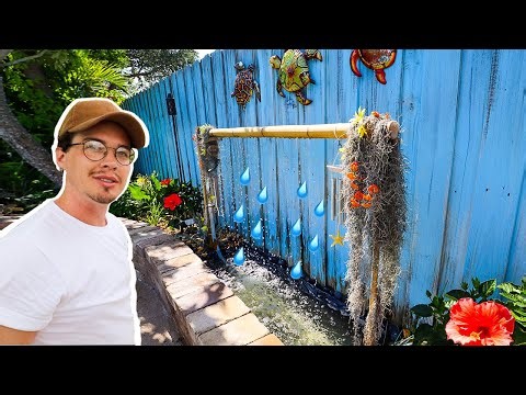 DIY Bamboo Waterfall / Tropical Backyard Makeover