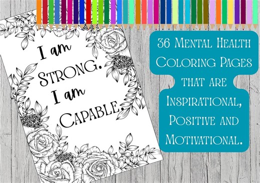 36 Mental Health Coloring Pages, Inspirational, Positive, Motivational Coloring Book (instant PDF Download) - Etsy UK