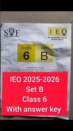 IEO 2025-26 Class 6 Set B | Question Paper + Answer Key | 100% Accuracy Score 60/60 Must watch #ieo