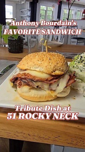 51 Rocky Neck in Gloucester has all the traditional waterfront seafood favorites. But what sets it apart, is its willingness to pull popular food items from around the world. Here is a breakdown of the items we featured. :"The Bourdain" Griddled Mortadella & Provolone, Dijon, griddled bun, History - It's a recipe originally published in Bourdain's 2016 cookbook, "Appetites." Inspired by a dish Bourdain ate in Brazil, the sandwich is modeled after the signature sandwich served at Bar do Mané in S