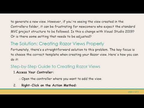 How to Create a Razor View in the Correct Directory Using Visual Studio 2019