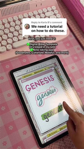 Replying to @Karla B .. a mini tutorial on how to put creative headers on your digital bible ❤️ 📖Digital Journaling Bible: by heybubblesstudio (linked in my bi0) 📲App: Collanote (get Collanote at 50% off- use code HEY50) #ipadtiktok #digitalbiblejournaling #digitalbible #christiantiktok #biblestudytips