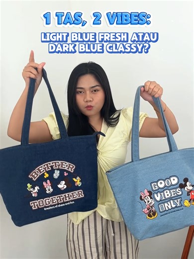 Totebag Denim Mickey n Friends: Pilih Dark Blue atau Light Blue?