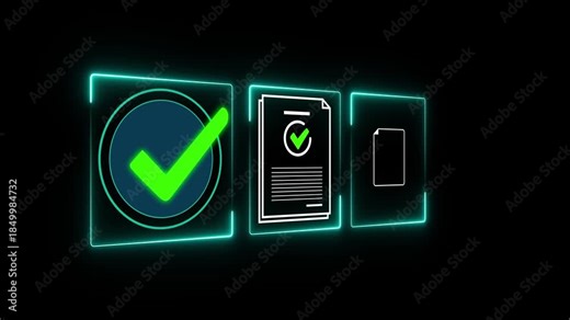 Digital checklists for business certification and quality assurance. Streamline verification processes with performance audits and check document process . 4k animated motion on transparent background