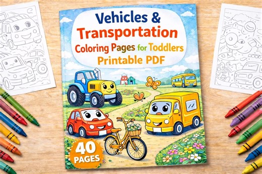 Vehicles & Transportation Coloring Pages for Toddlers Printable PDF - Etsy