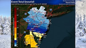Updated N.J. snow forecast for today’s storm. Up to 12 inches for 1 county.