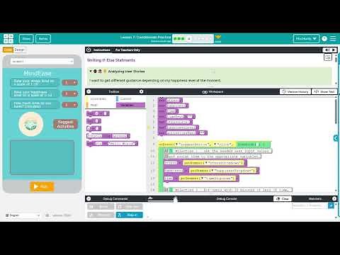Code.org Computer Science Principles Unit 4: Lesson 7 - Path A - Mind Ease