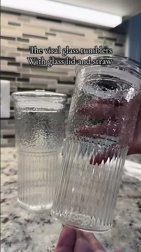 Viral glass tumblers with lid & straw #glasstumbler #glasslids #drinkideas