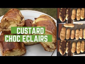 Chocolate Eclairs with Custard Filling