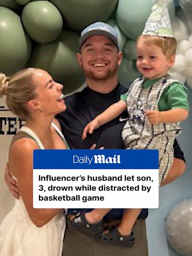 The husband of a popular influencer whose son drowned in the family pool had left the child outside for nearly ten minutes while he stayed inside watching a basketball game. New details emerged in a police report surrounding the death of Emilie and Brady Kiser's three-year-old son, Trigg, who fell into the pool at their Arizona home back in May. Brady, 28, was looking after both Trigg and the couple's newborn son, Theodore, at the time while his wife was out with friends. According to a police r