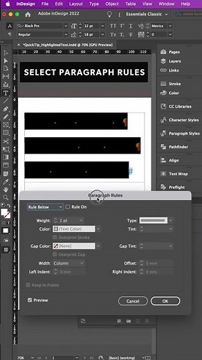 Highlight Text Effect in InDesign #shorts