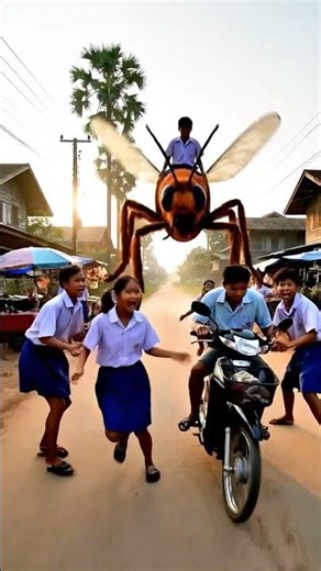 I ride a bee tortoise to school #bee