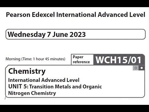 Unit 5 June 2023 - A2 Chemistry Edexcel - Dr Hanaa Assil