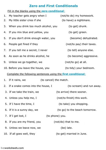 Zero and First Condtionals worksheet