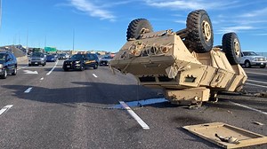 Military vehicle blocked traffic on C-470 after falling off truck