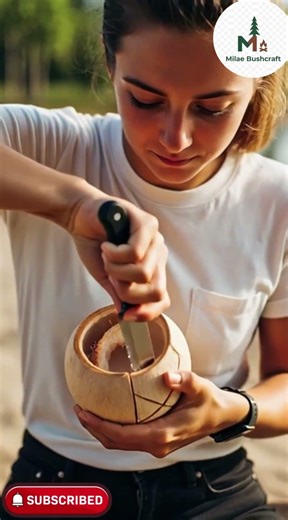 No Metal. No Pot. Just a Coconut… and Boiling Coffee #MilaeBushcraft⭐ #coffee #shorts #asmr #viral