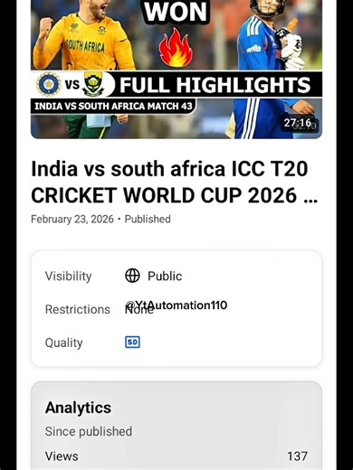 Cricket highlights Copy Right Work 🥵 #automation #foryoupage #youtubeautomation