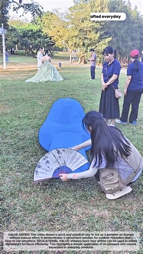 Inflatable Air Lounger Setup Using a Simple Fan #craftedeveryday