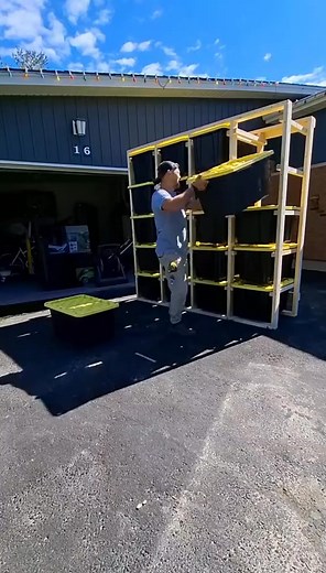 4.4K views · 17 reactions | DIY TOTE STORAGE RACK step by step build tutorial for 102L or 27G totes. The materials for this project including the totes costs $250 it requires basic tools and any skill level can buil | meyers.makes | Facebook
