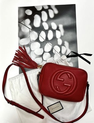 Gucci Red SoHo Disco Leather Camera Crossbody Bag with Box Authentic | eBay