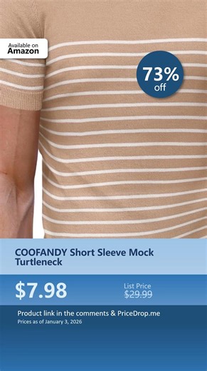 COOFANDY Short Sleeve Mock Turtleneck