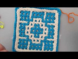 Interlocking filet crochet in the round, the basics, round 1 setup