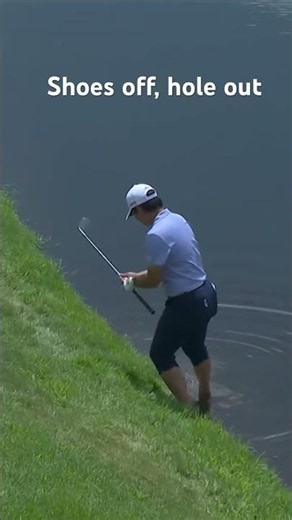 Shoes off, hole out 🚫👟 Yani Tseng loses the socks and shoes to get a good stance and chips in!