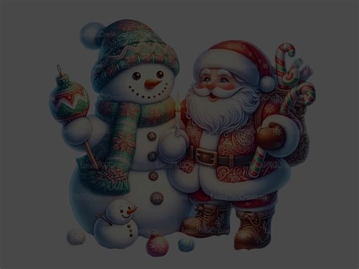 Santa & Snowman Christmas Clipart, Holiday Friends PNG (digital Download) - Etsy