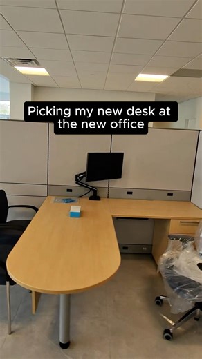 Picking out my new desk at the new office!