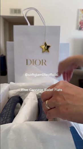 Latest Dior Addition ✨ Blue Cannage Ballet Flats with Pearl Detail