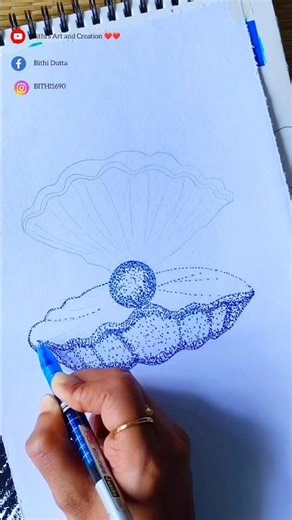How To Draw Pearl Shell Stipple Art 🦪🥰#short #pearl #art