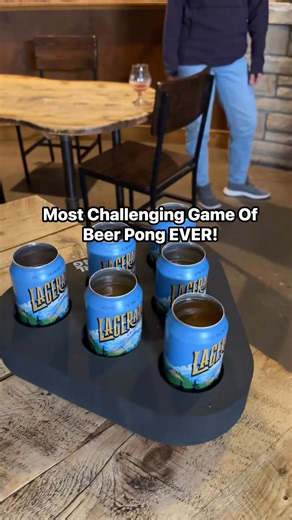 Most challenging game of beer pong ever! We went to Odell Brewing Co sliced the top off some Lagerados with the commercial grade Draft Top then put the full cans into @whirlpong to really up the CHALLENGE! The celebration after she hit the shot was next level! #beerpong #challenge #drinkinggame | Tailgating Challenge