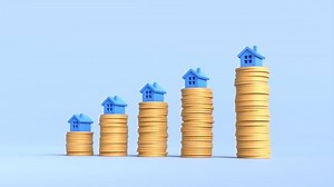 House graph rises from the ground, Real estate, Business concept