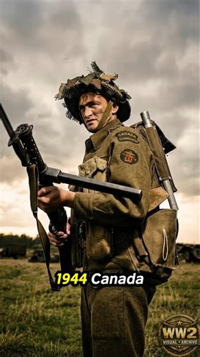 1944 Canada at War — Soldier with a Lanchester Submachine Gun