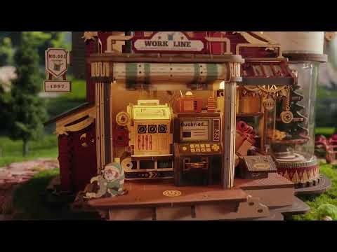 Robotime Rokr Wooden Music Box Christmas Dream Gift Factory 3D