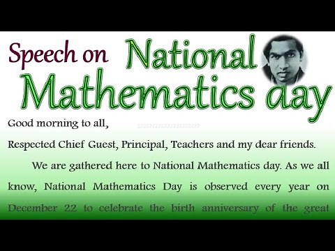 National mathematics day speech in English 2025 speech on mathematics day Maths day speech English