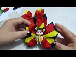 COMO HACER LINDOS MOÑOS 3 COLORES DE CINTA/Lazos para el Cabello