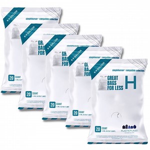 Plasticplace Custom Fit Trash Bags, Compatible with simplehuman Code H Packs, White Drawstring Garbage Liners 8-9 Gallon, 18.5'' x 28'' (20 Count/5 Pack)