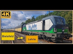 【4K】 Führerstandsmitfahrt Cab Ride Bielefeld Brackwede nach Lehrte BF über Löhne,Minden,Seelze